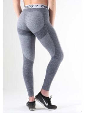 Gymshark "Flex Legging V3" Blue Marl Light Grey #GLLG015-SBM | Women's Size L